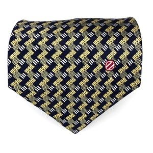 ERMENEGILDO ZEGNA Tie Elegant Navy Gold Necktie 100% Silk Made Italy 3.75x57"